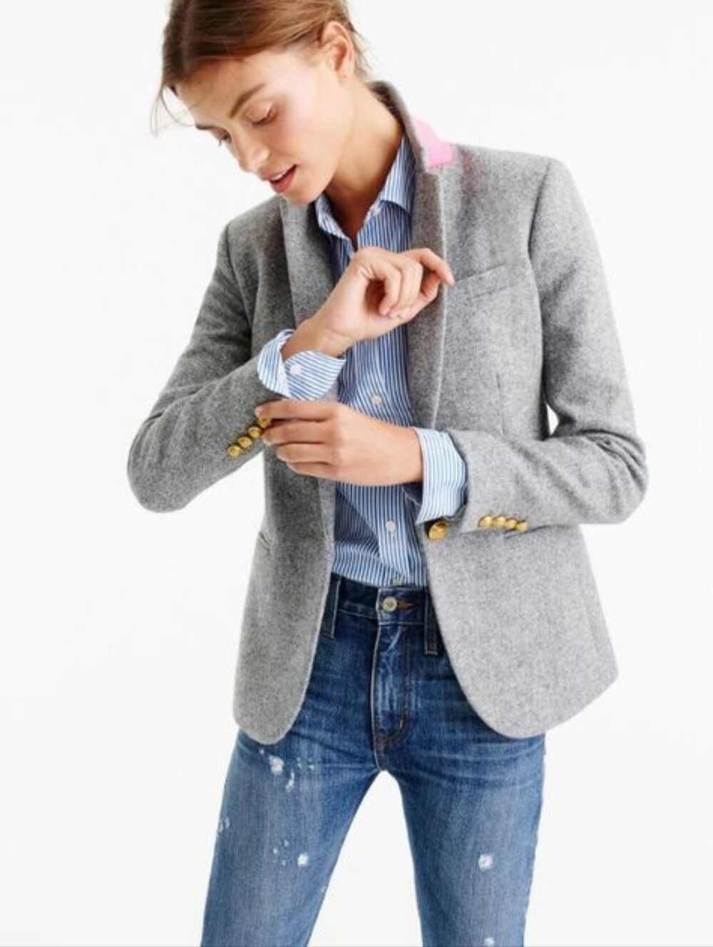 J.Crew Campbell Blazer Gray Donegal 100% Wool Tweed Preppy Size 4 NWOT